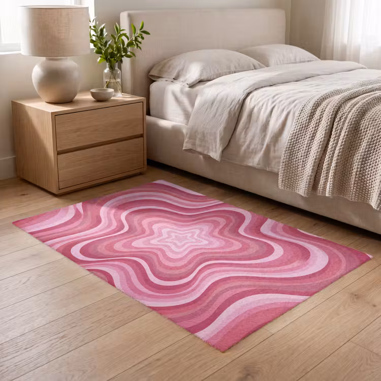 Vloerkleed - Ster - Golvend - Abstract - Roze — 5