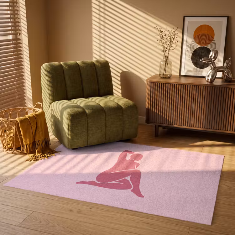 Vloerkleed - Vrouw - Silhouet - Abstract - Modern - Roze — 2