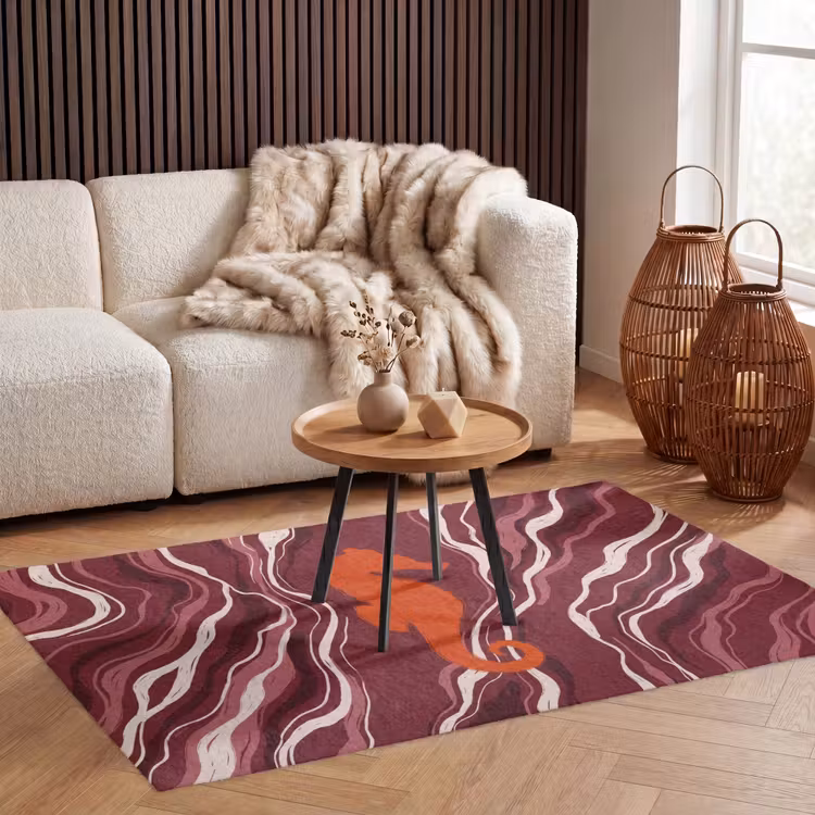 Vloerkleed - Zeepaardje - Golven - Zeeleven - Abstract - Oranje — 3