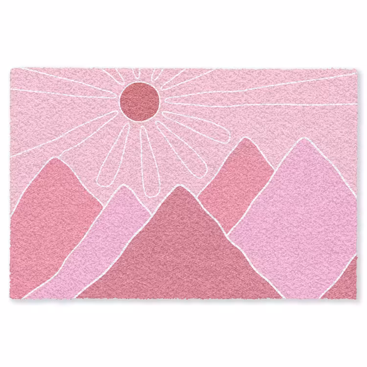 Vloerkleed - Zon - Bergen - Natuur - Abstract - Roze — 1