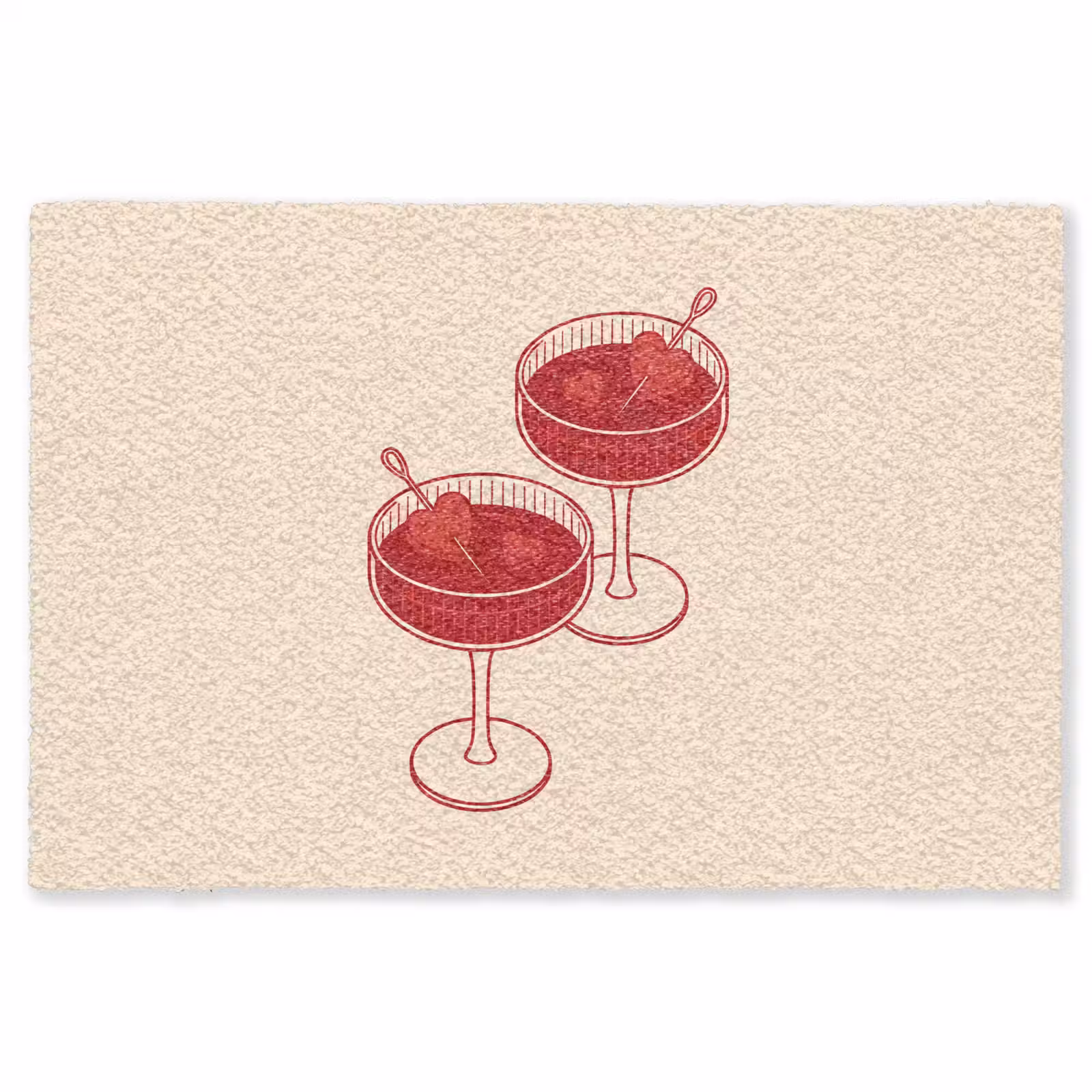 Vloerkleed - Cocktail - Hartjes - Liefde - Illustratie - Rood — 1
