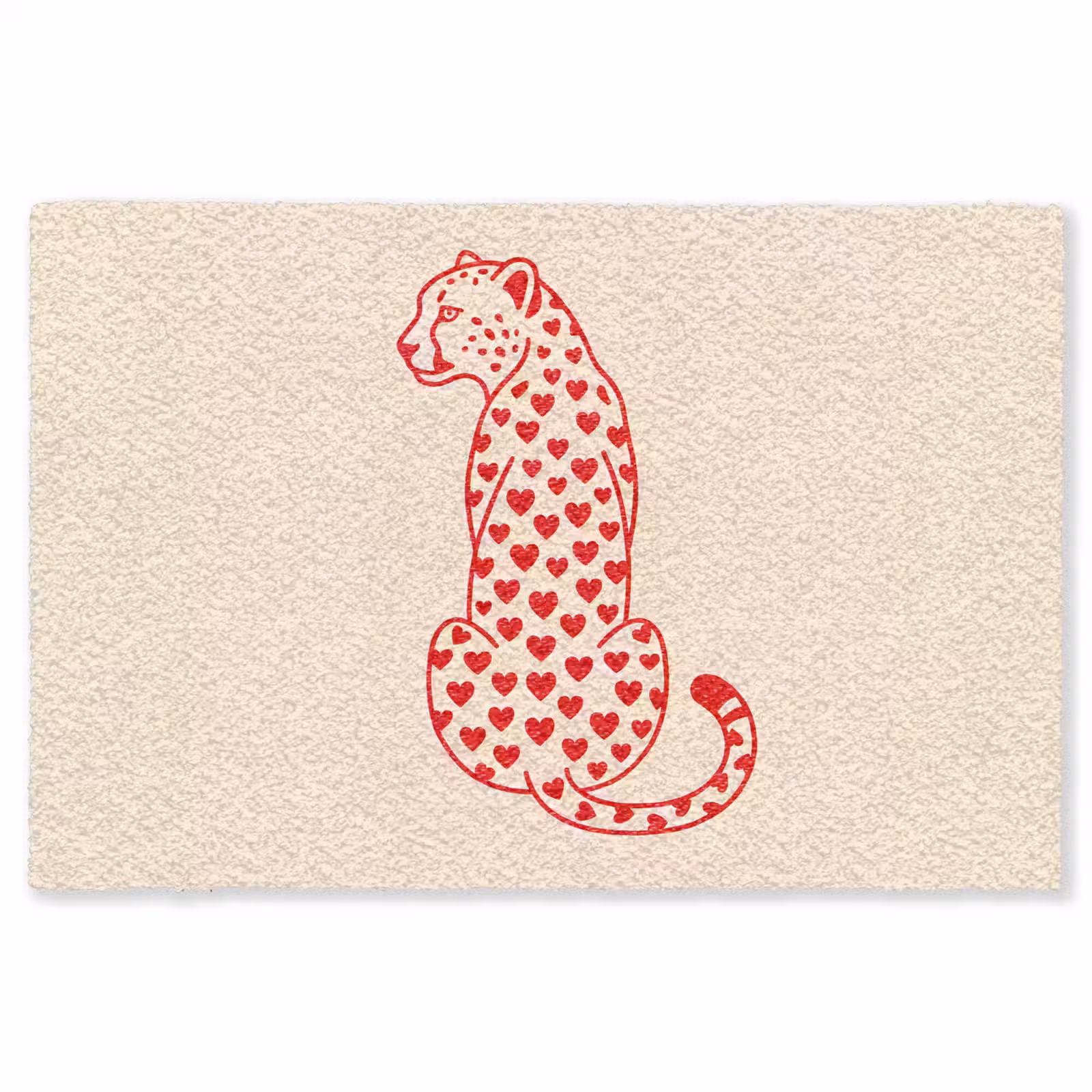 Vloerkleed - Kat - Harten - Dieren - Modern - Rood — 1