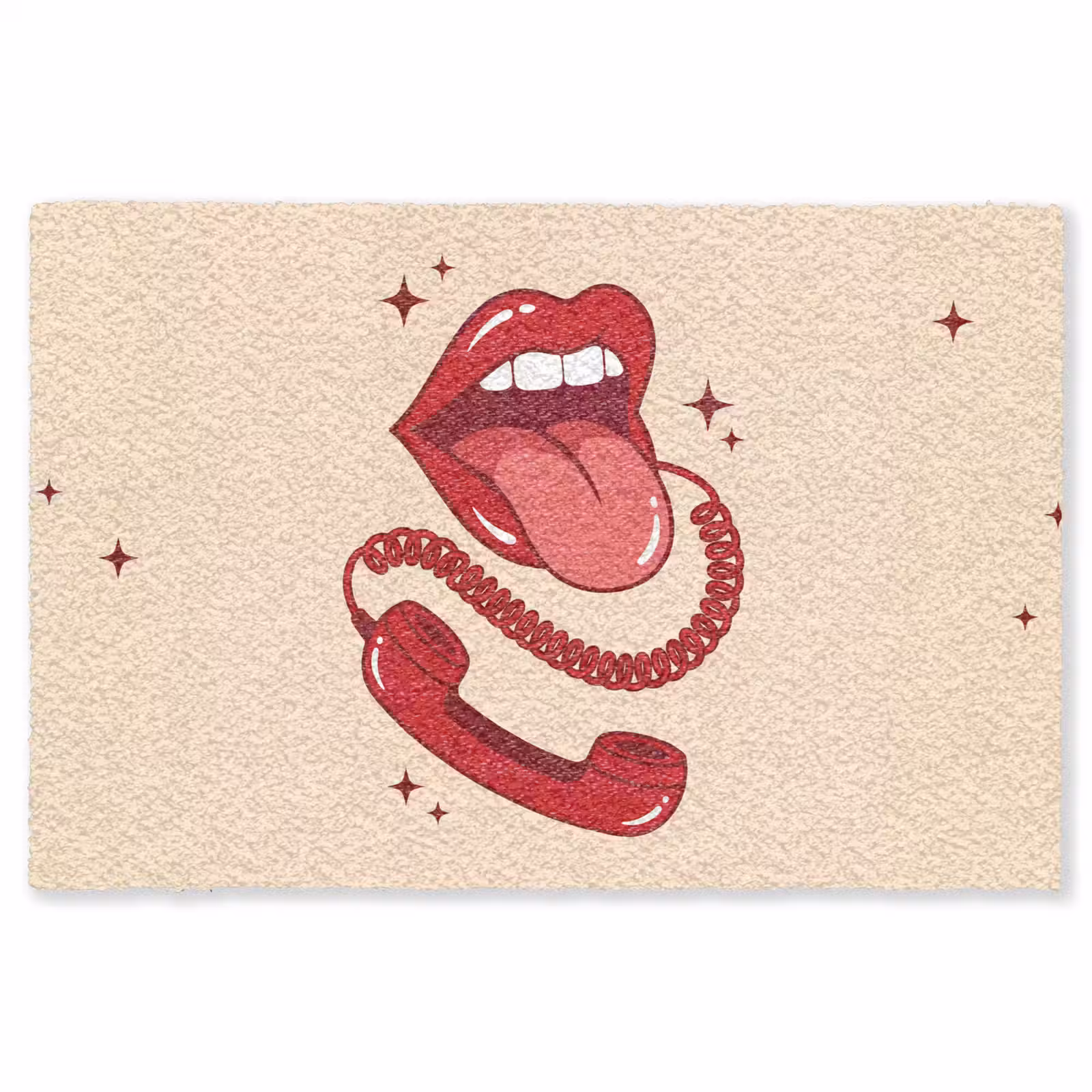 Vloerkleed - Mond - Telefoon - Popart - Rood - Illustratie — 1