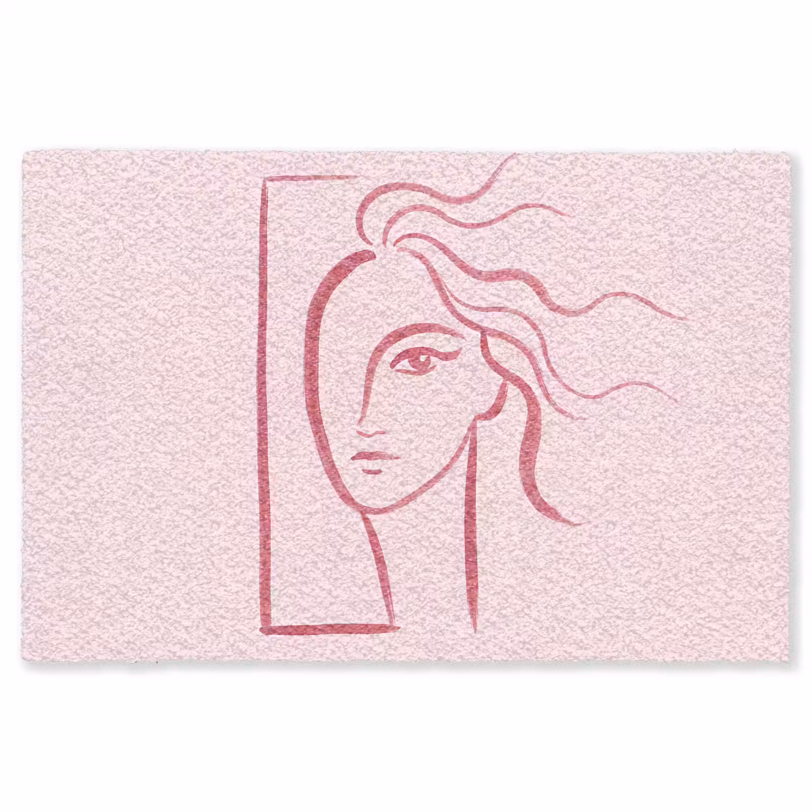 Vloerkleed - Vrouw - Portret - Abstract - Lijnkunst - Rood — 1