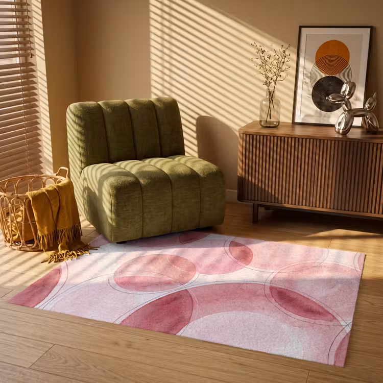 Vloerkleed - Abstract - Cirkels - Modern - Roze - Kunst — 2
