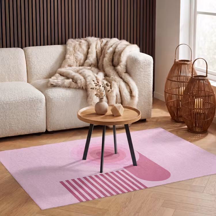Vloerkleed - Abstract - Cirkels - Strepen - Modern - Roze — 3