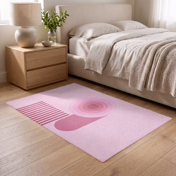 Vloerkleed - Abstract - Cirkels - Strepen - Modern - Roze — 5