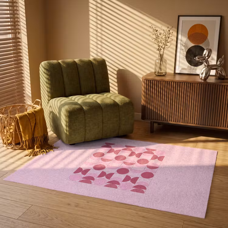 Vloerkleed - Abstract - Geometrisch - Cirkels - Roze - Modern — 2