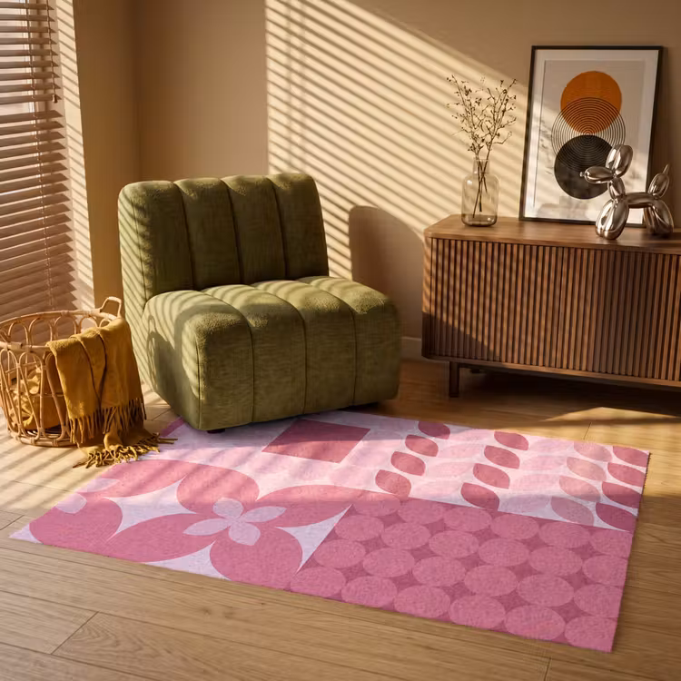 Vloerkleed - Abstract - Geometrisch - Patroon - Modern - Roze — 2