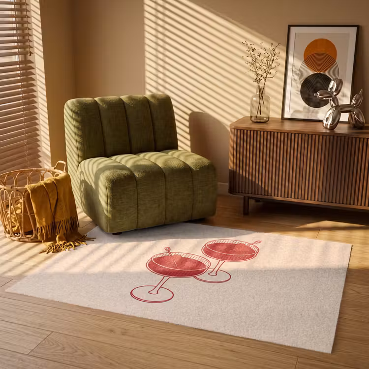 Vloerkleed - Cocktail - Hartjes - Liefde - Illustratie - Rood — 2