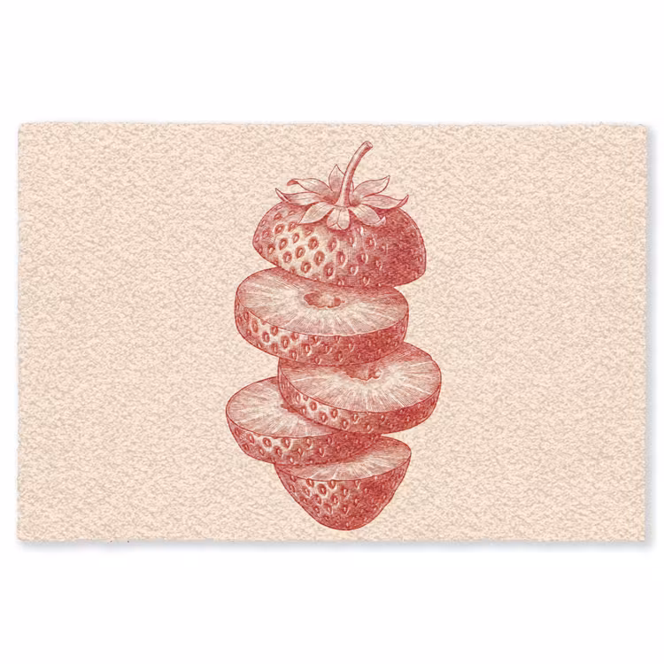 Vloerkleed - Fruit - Gesneden - Illustratie - Rood - Vintage — 1