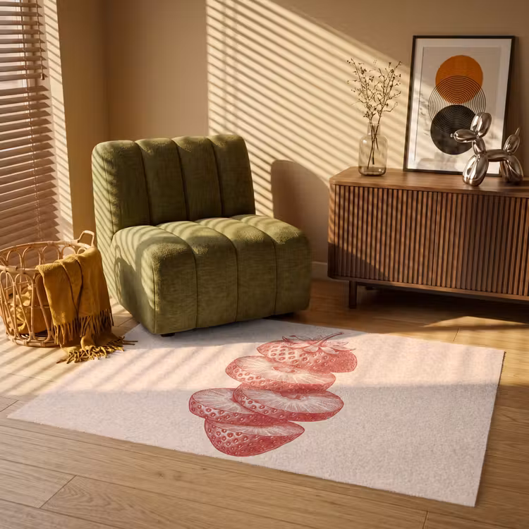 Vloerkleed - Fruit - Gesneden - Illustratie - Rood - Vintage — 2