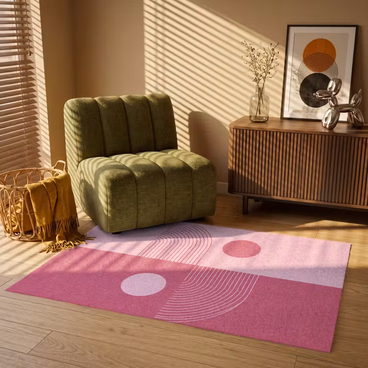 Vloerkleed - Geometrie - Patroon - Abstract - Roze - Modern — 2