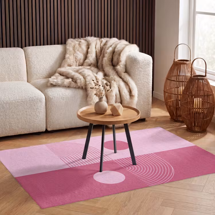 Vloerkleed - Geometrie - Patroon - Abstract - Roze - Modern — 3