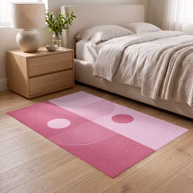 Vloerkleed - Geometrie - Patroon - Abstract - Roze - Modern — 5