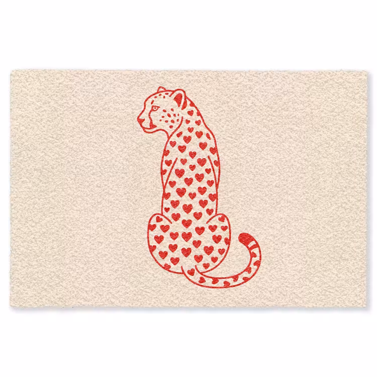 Vloerkleed - Kat - Harten - Dieren - Modern - Rood — 1