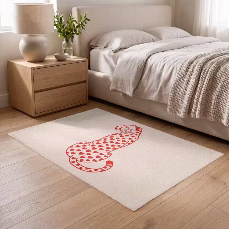 Vloerkleed - Kat - Harten - Dieren - Modern - Rood — 5