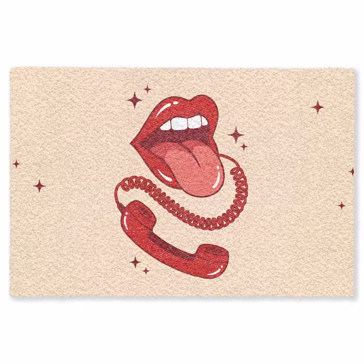 Vloerkleed - Mond - Telefoon - Popart - Rood - Illustratie — 1
