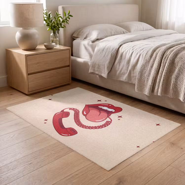 Vloerkleed - Mond - Telefoon - Popart - Rood - Illustratie — 5