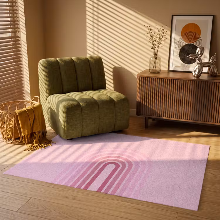 Vloerkleed - Regenboog - Roze - Abstract - Modern - Minimalistisch — 2