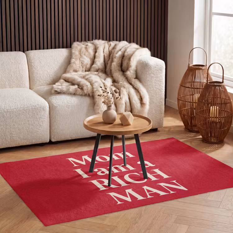 Vloerkleed - Tekst - Rijkdom - Motivatie - Rood - Modern — 3