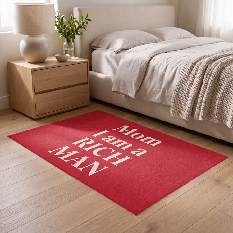 Vloerkleed - Tekst - Rijkdom - Motivatie - Rood - Modern — 5