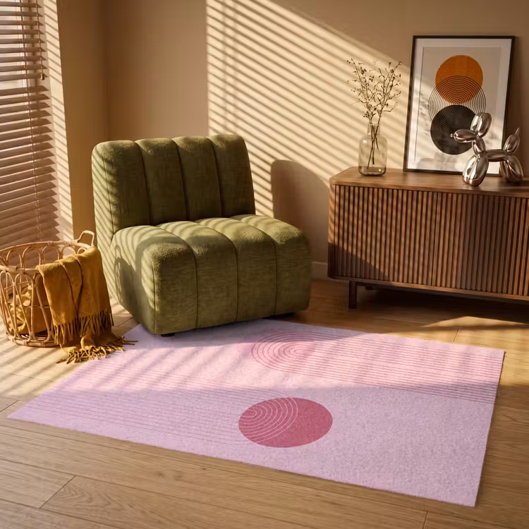 Vloerkleed - Vormen - Lijnen - Minimalistisch - Roze — 2