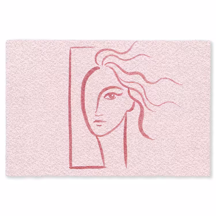 Vloerkleed - Vrouw - Portret - Abstract - Lijnkunst - Rood — 1