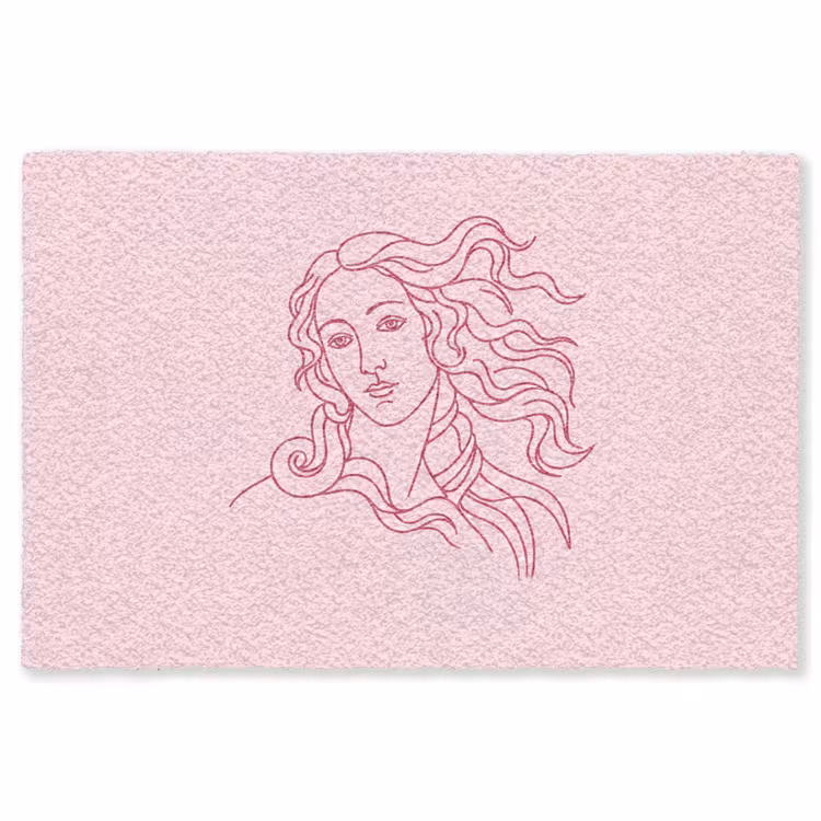 Vloerkleed - Vrouw - Portret - Klassiek - Line-art - Roze — 1