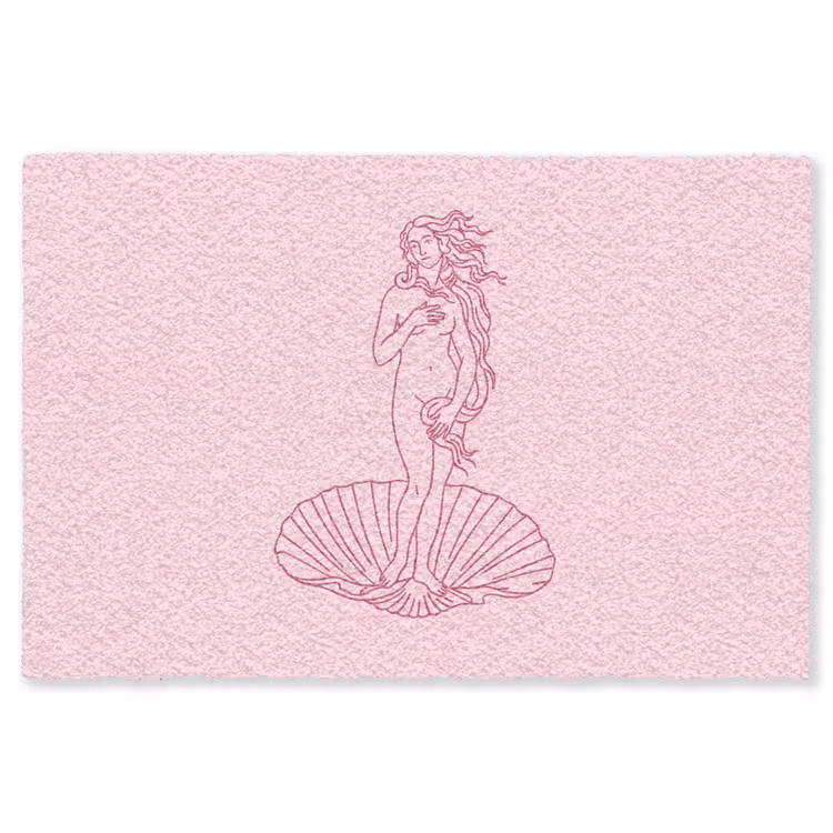 Vloerkleed - Vrouw - Schelp - Kunst - Lijntekening - Roze — 1