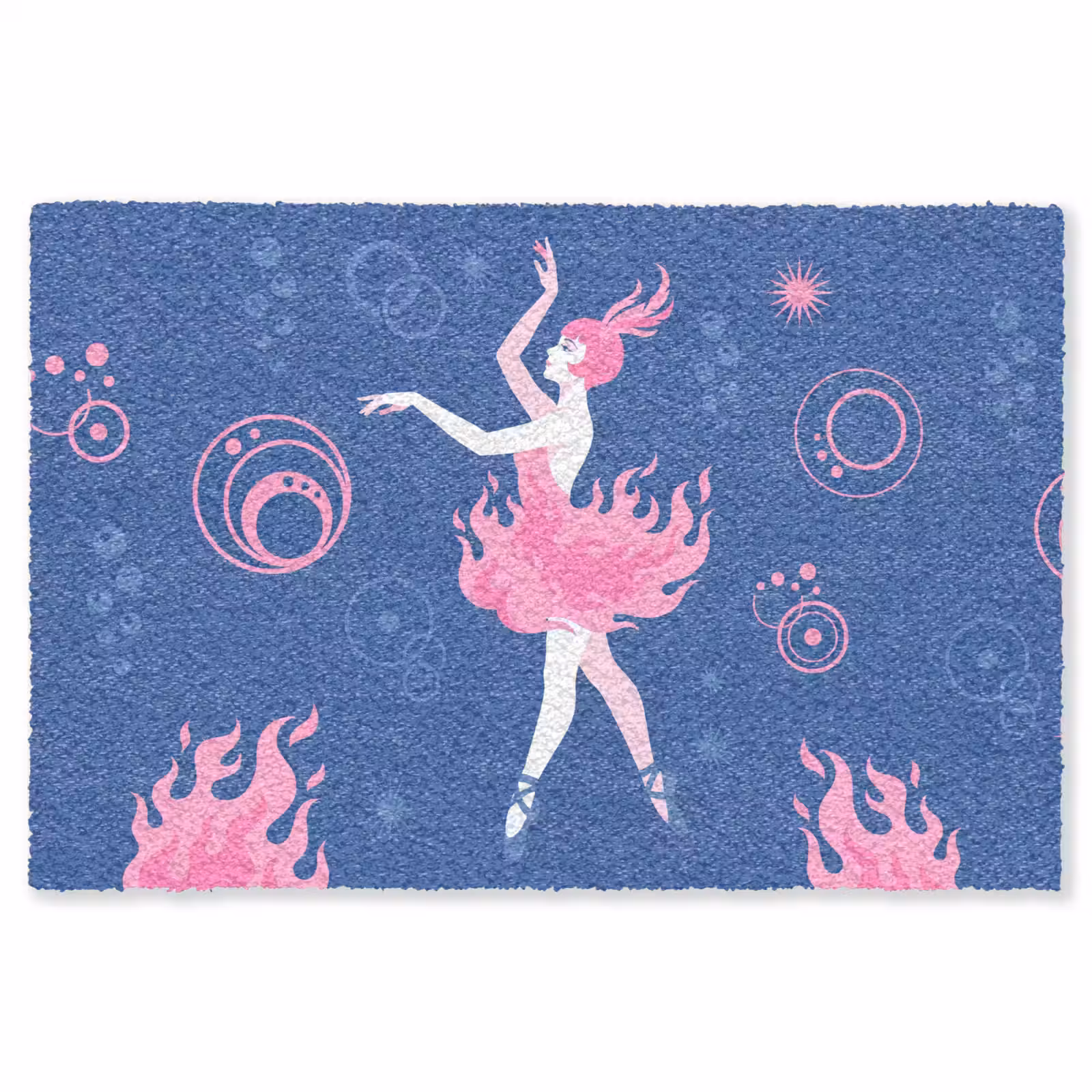 Vloerkleed - Danseres - Vlammenrok - Abstract - Roze - Blauw — 1
