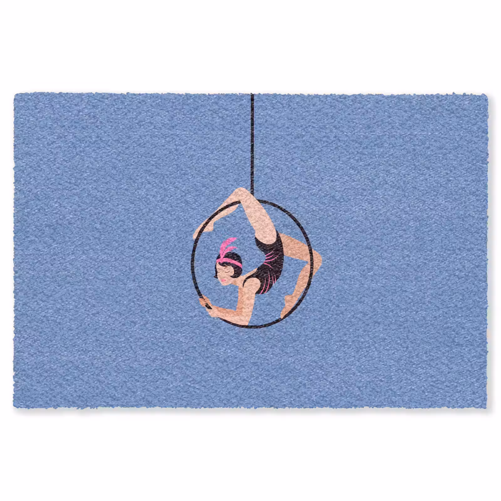 Vloerkleed - Vrouw - Aerial hoop - Art deco - Illustratie - Blauw — 1