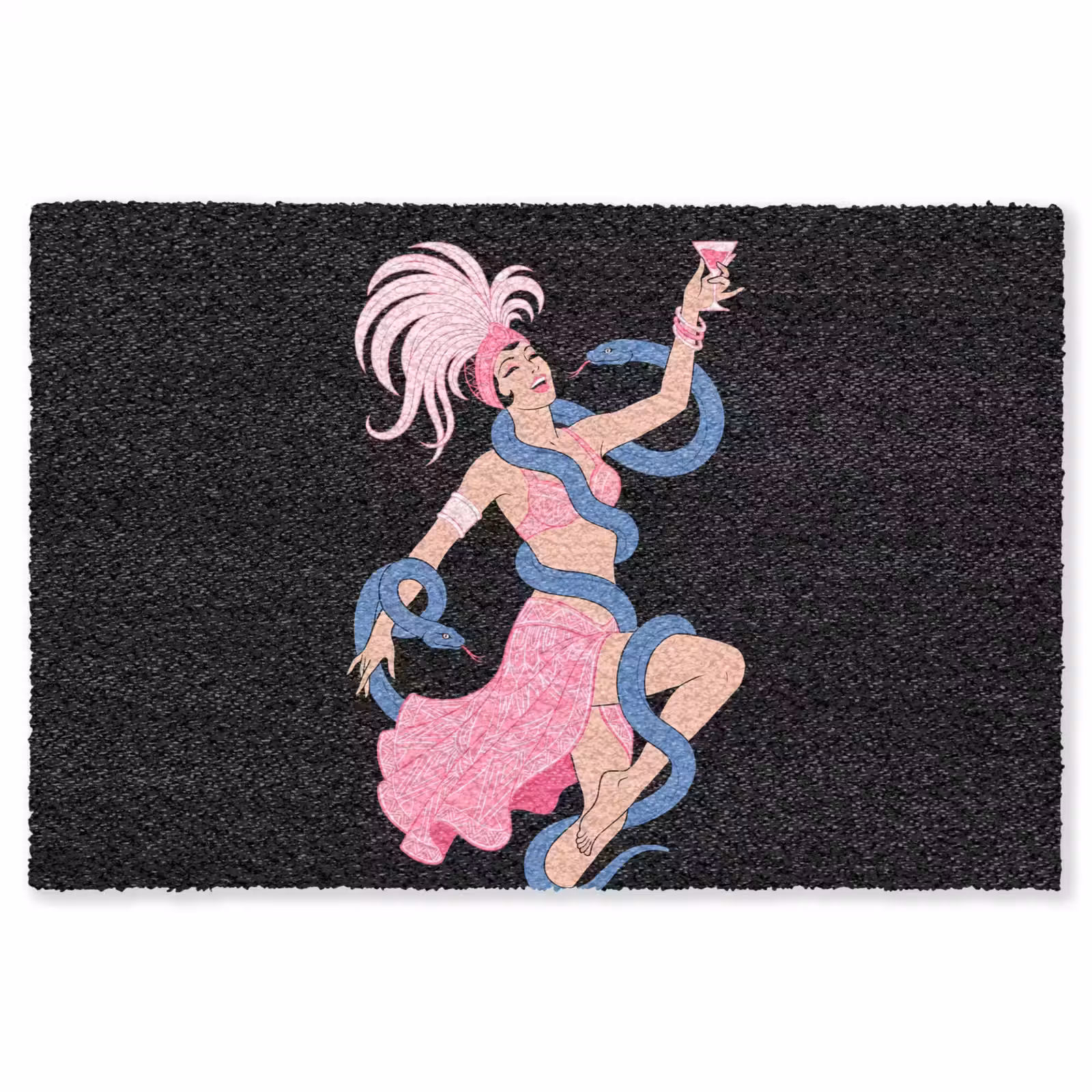 Vloerkleed - Vrouw - Danseres - Slangen - Art Deco - Roze — 1