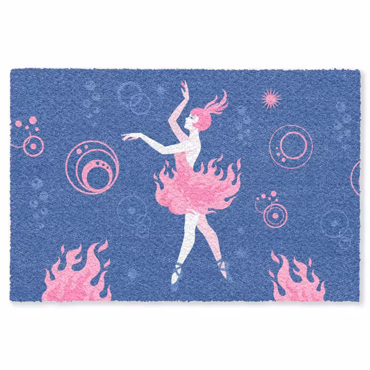 Vloerkleed - Danseres - Vlammenrok - Abstract - Roze - Blauw — 1