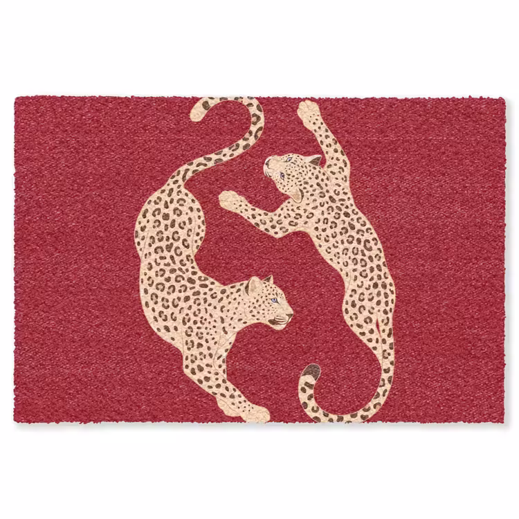 Vloerkleed - Dieren - Luipaard - Abstract - Rood - Modern — 1