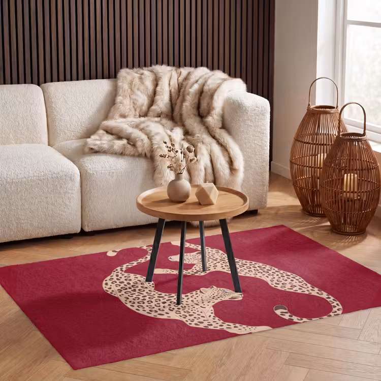 Vloerkleed - Dieren - Luipaard - Abstract - Rood - Modern — 3
