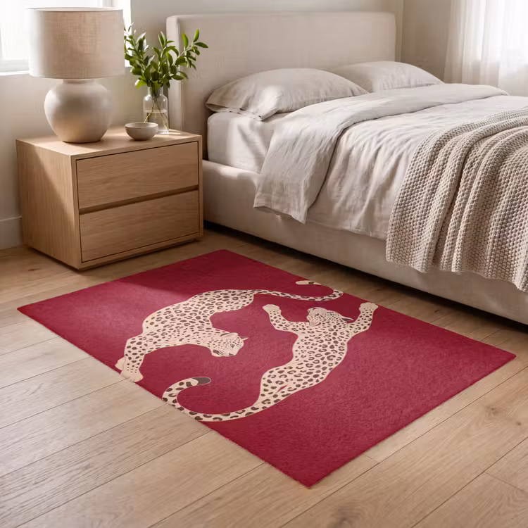 Vloerkleed - Dieren - Luipaard - Abstract - Rood - Modern — 5