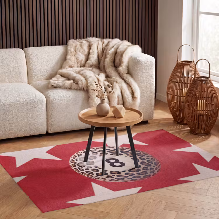 Vloerkleed - Spel - Dierenprint - Nummer 8 - Modern - Rood — 3