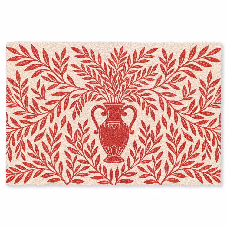 Vloerkleed - Vaas - Planten - Decoratie - Abstract - Rood — 1