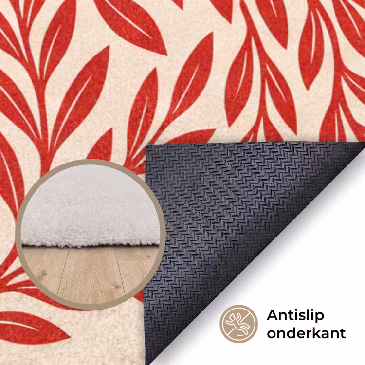 Vloerkleed - Vaas - Planten - Decoratie - Abstract - Rood — 4