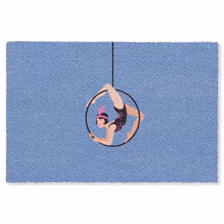 Vloerkleed - Vrouw - Aerial hoop - Art deco - Illustratie - Blauw — 1
