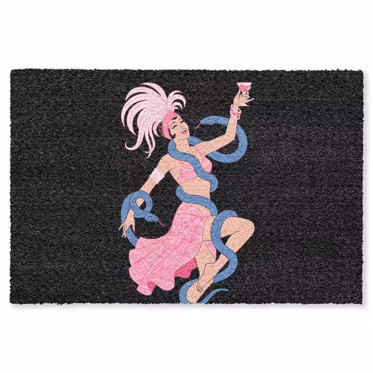 Vloerkleed - Vrouw - Danseres - Slangen - Art Deco - Roze — 1
