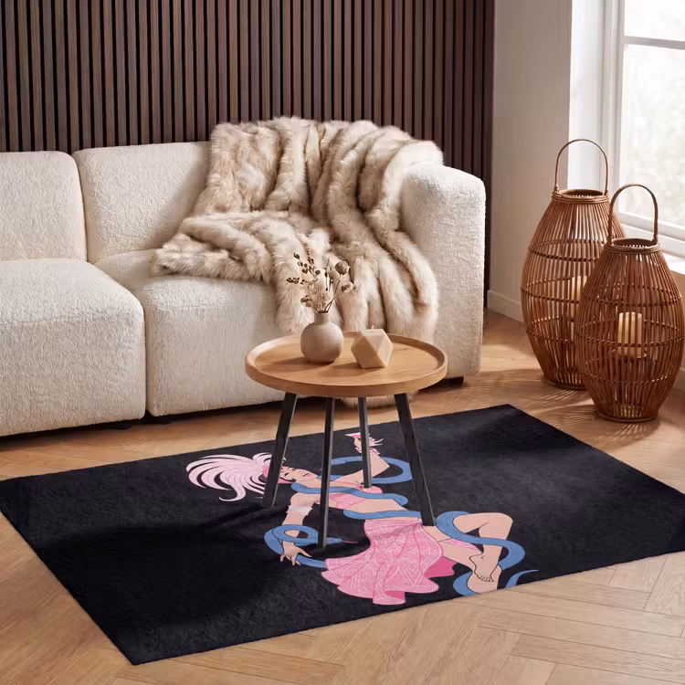 Vloerkleed - Vrouw - Danseres - Slangen - Art Deco - Roze — 3