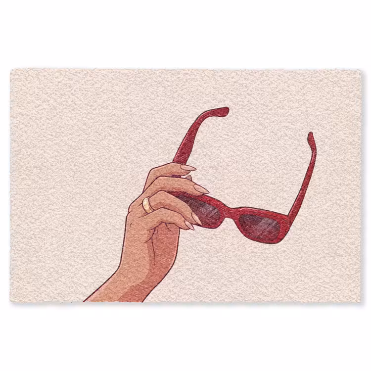 Vloerkleed - Vrouw - Zonnebril - Mode - Rood - Illustratie — 1