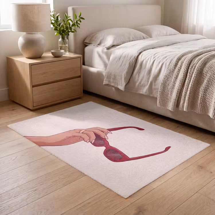 Vloerkleed - Vrouw - Zonnebril - Mode - Rood - Illustratie — 5