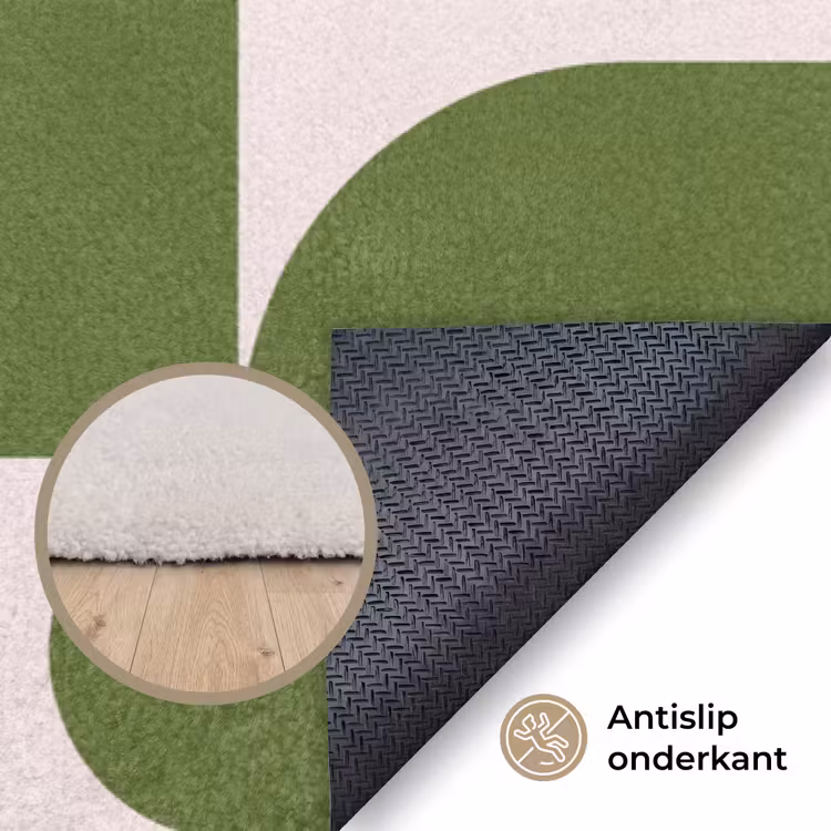 Vloerkleed - Abstract - Geometrie - Modern - Groen - Wit — 4