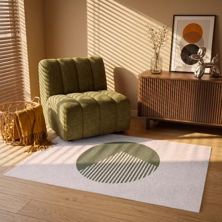 Vloerkleed - Cirkel - Strepen - Geometrisch - Abstract - Groen — 2