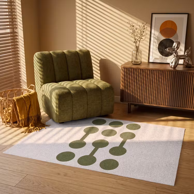 Vloerkleed - Cirkels - Geometrisch - Abstract - Modern - Groen — 2