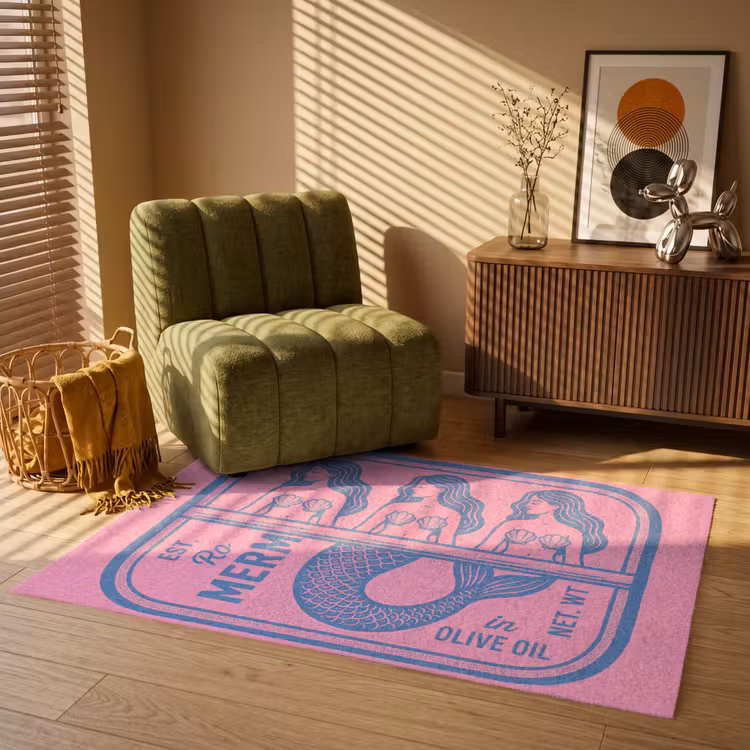Vloerkleed - Meermin - Sardineblik - Illustratie - Roze - Retro — 2