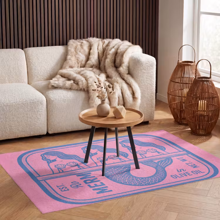 Vloerkleed - Meermin - Sardineblik - Illustratie - Roze - Retro — 3